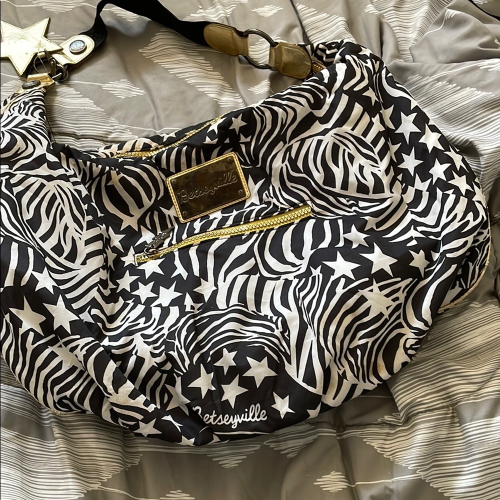 Betsey Johnson Black and White Zebra Shoulder Bag